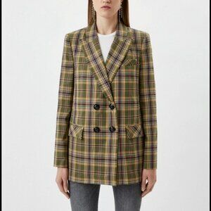 PINKO Italy Plaid Blazer Jacket Womens Sz 4 Green Italy Academia
